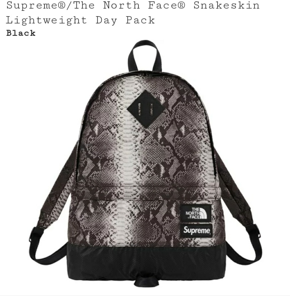 Supreme x TNF Snakeskin backpack S/S 2018